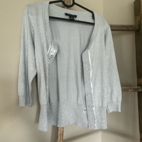 NWOT White House Black Market Silver Embellished Cardigan - Picture 8 of 9